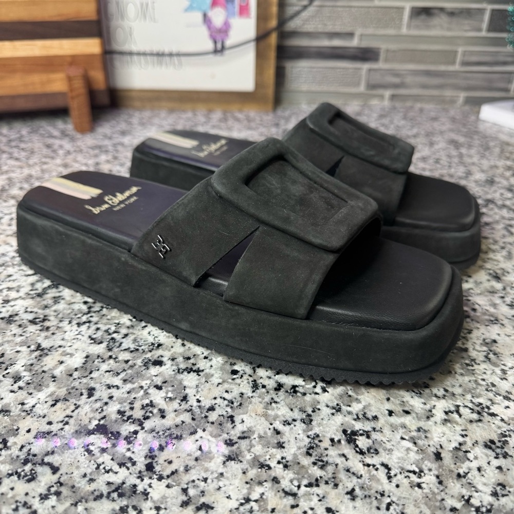 Sam Edelman Wendy Platform Black Slide Sandals Size 38